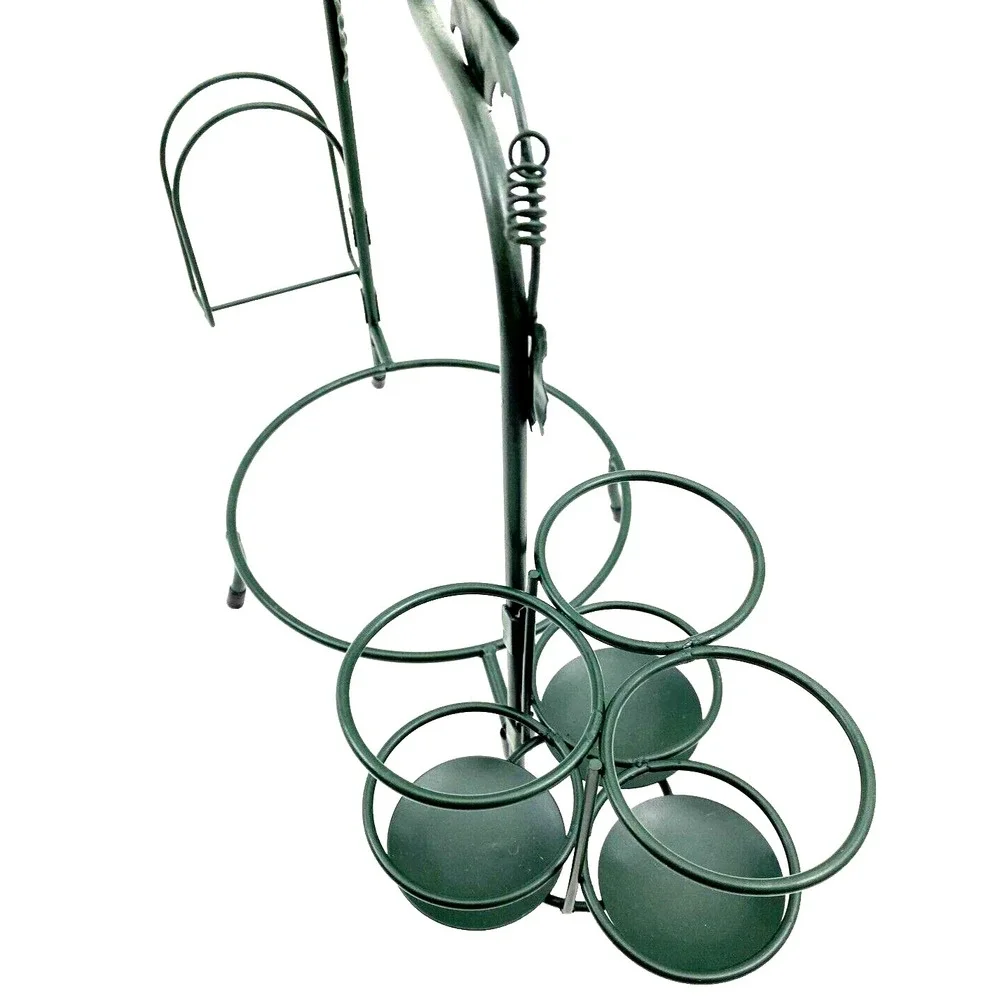 Buffet Plate or Pie Caddy with Utensils & Napkin Holder Green Grapevine Motif
